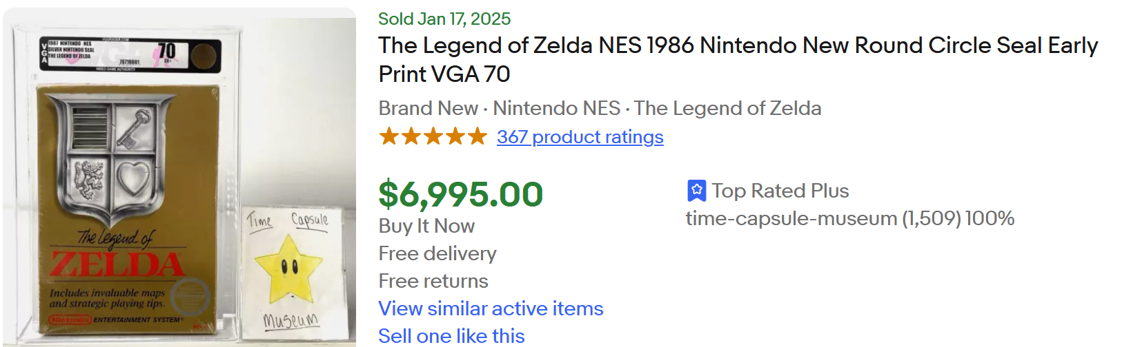the legend of zelda nes 1986 ninteno ebay sold listing