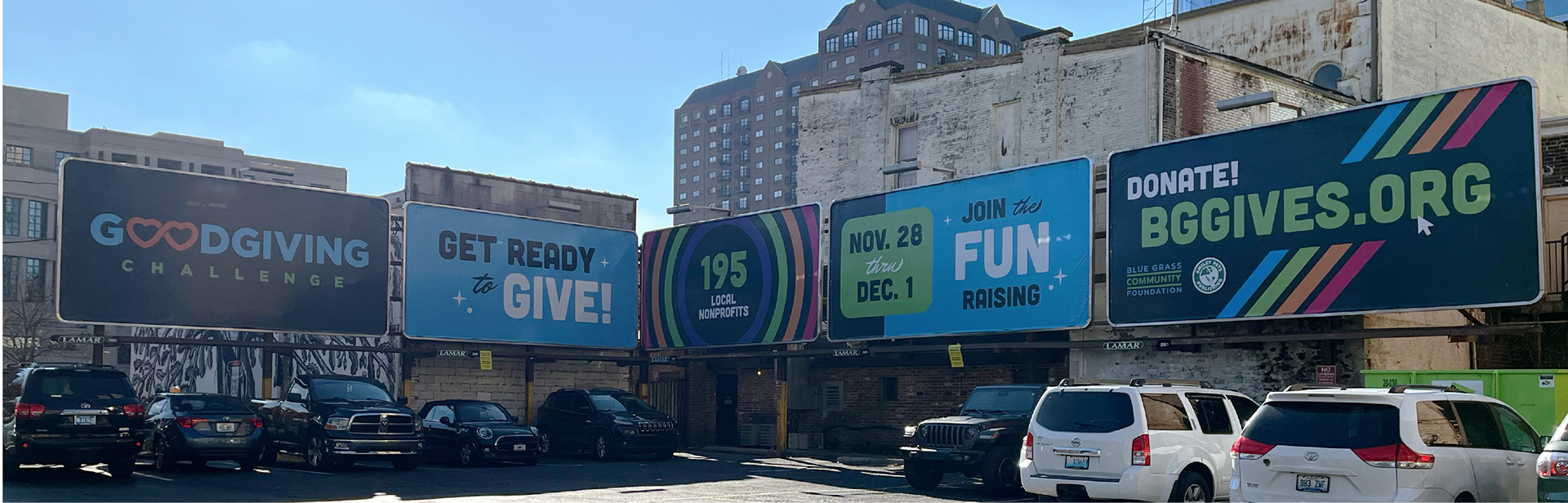 5 billboards with the GoodGiving Challenge