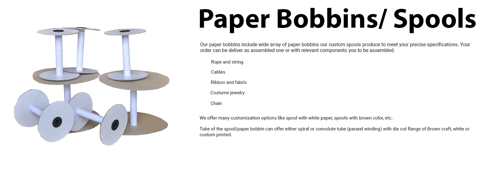 a paper bobbin spool with paper rolls of paper