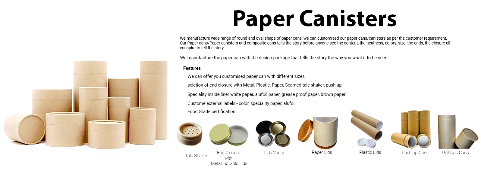 a variety of paper cans