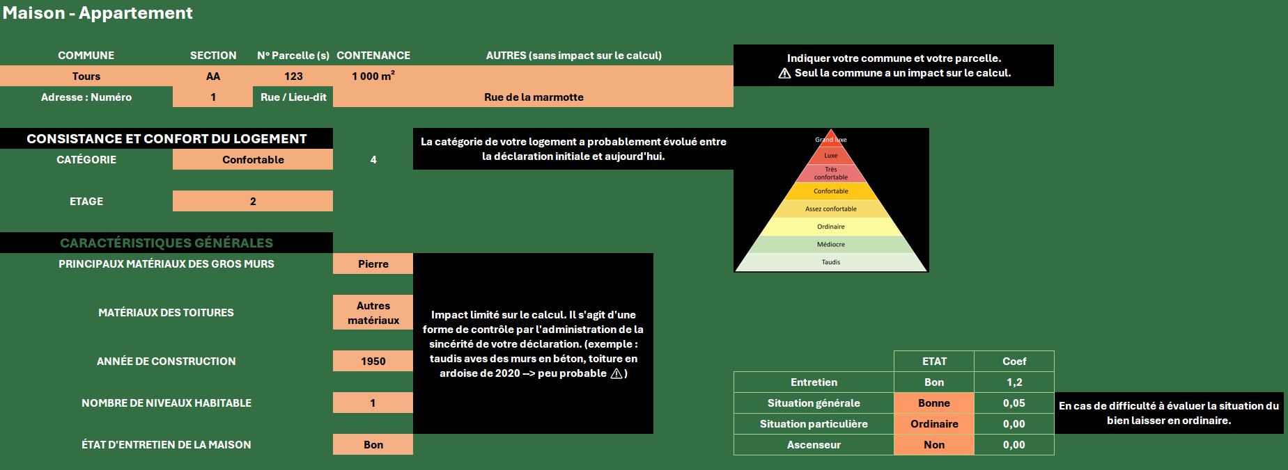 Calculateur taxe foncière