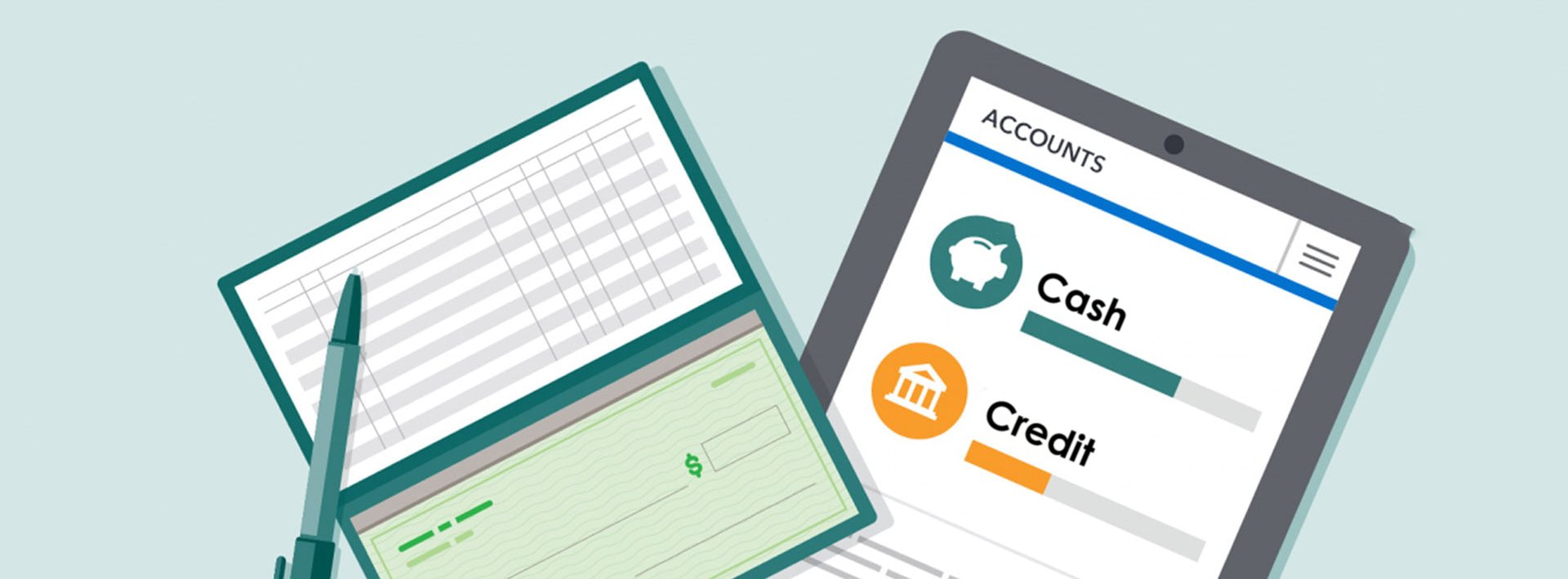 a tablet with a checkbook and pen on it