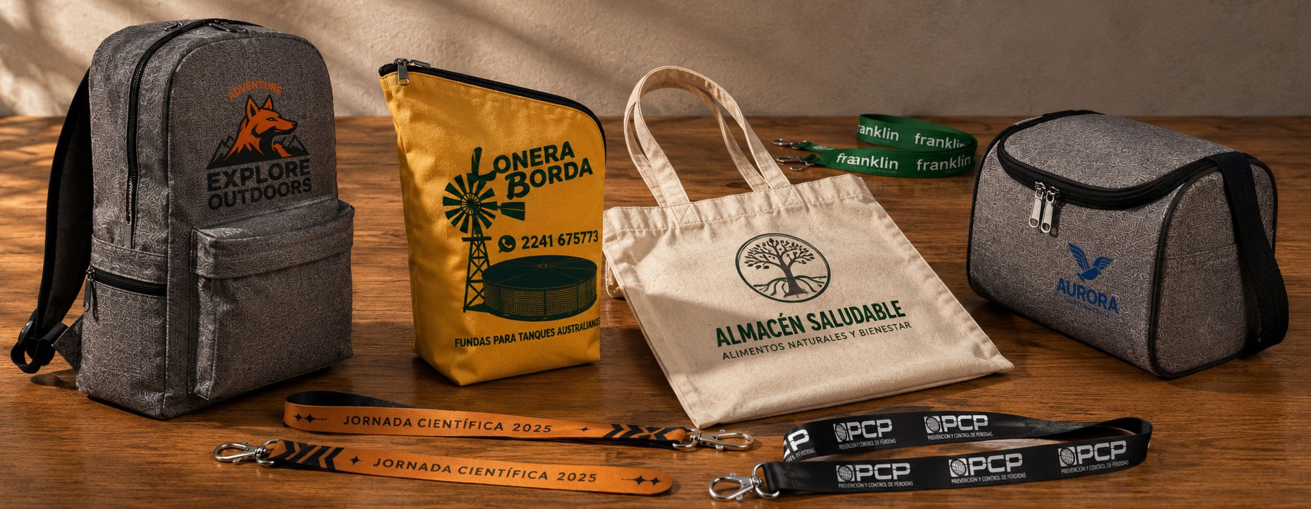 Regalos corporativos personalizados para empresas con mochilas, yerberos, bolsas ecológicas y productos promocionales.