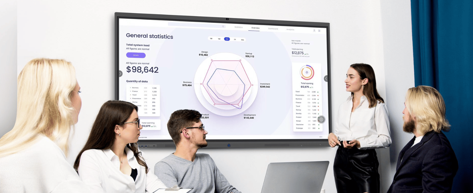 ClaraTech interactive 4K collaboration touch display with high-precision multi-touch sensors for pro