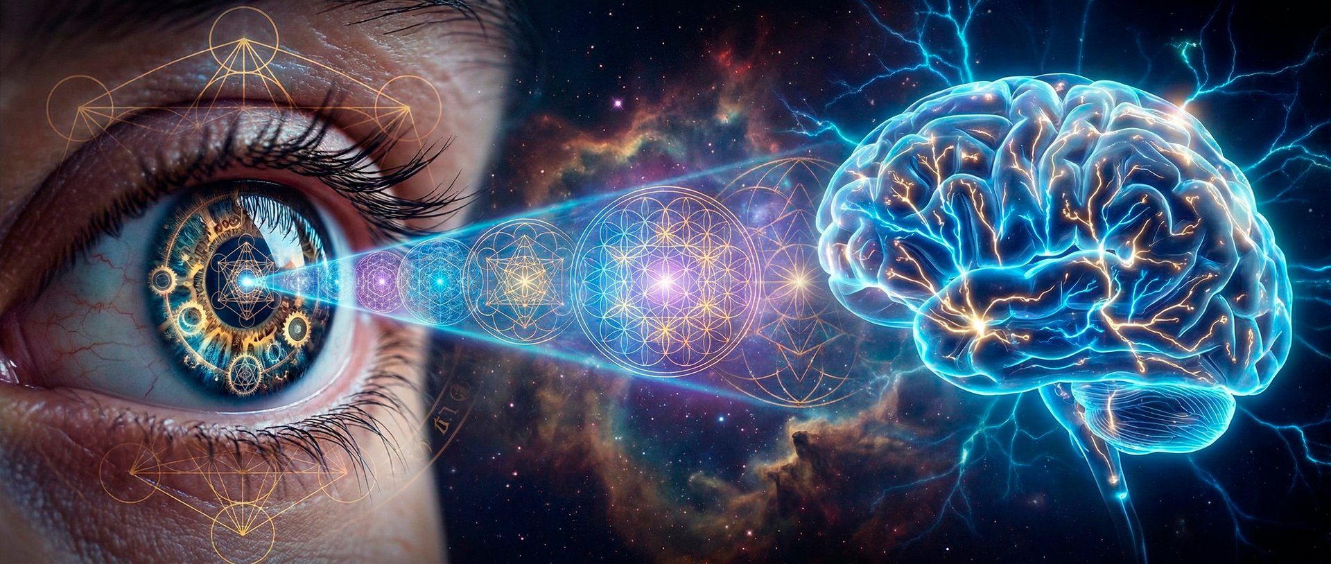 Um olho que vê a luz das mandalas em sua frente e manda os sinais de força para o cérebro.