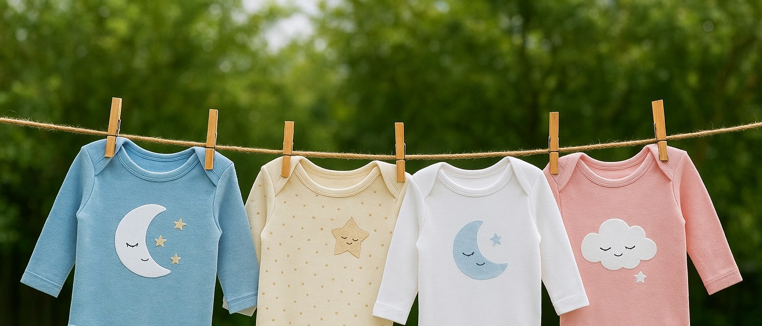 KKChildren onesies handing on a line