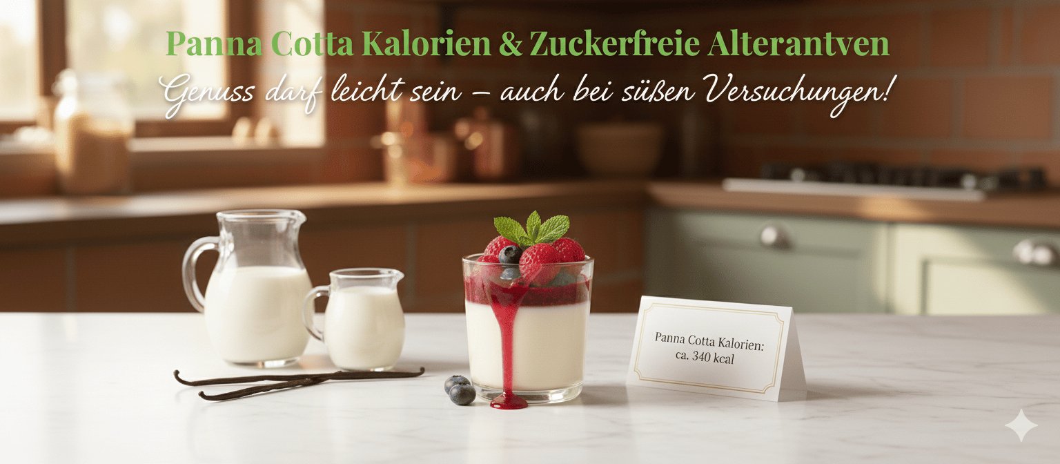 Panna Cotta mit Beeren und Minze, Kalorienübersicht und Zitat ‘Genuss darf leicht sein – auch bei sü
