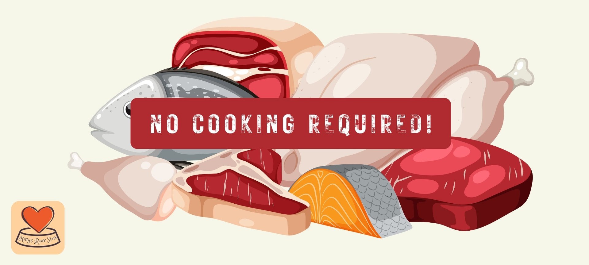 an image of raw meat displaying a no cooking required sign