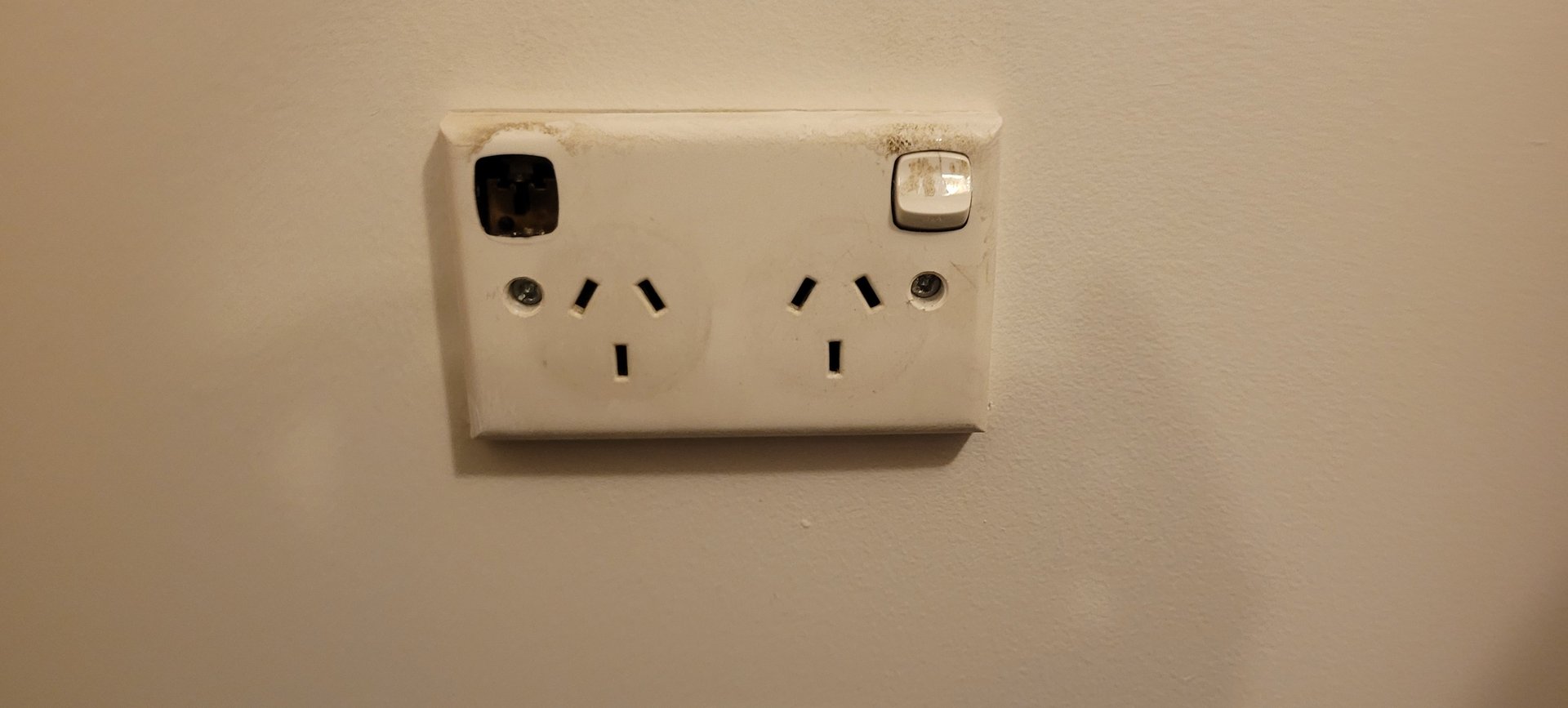 a close up of a damaged power point