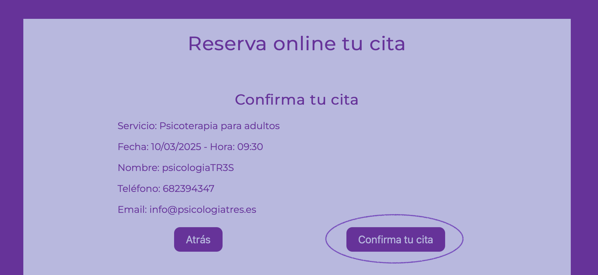 Paso 9. Confirmación de la cita
