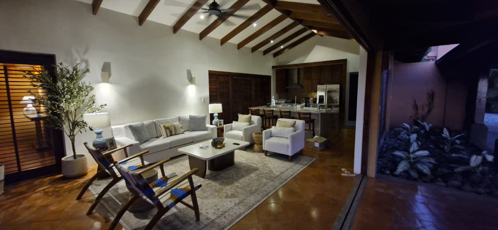 Image of fully renovated living room and kitchen in samara, guanacaste