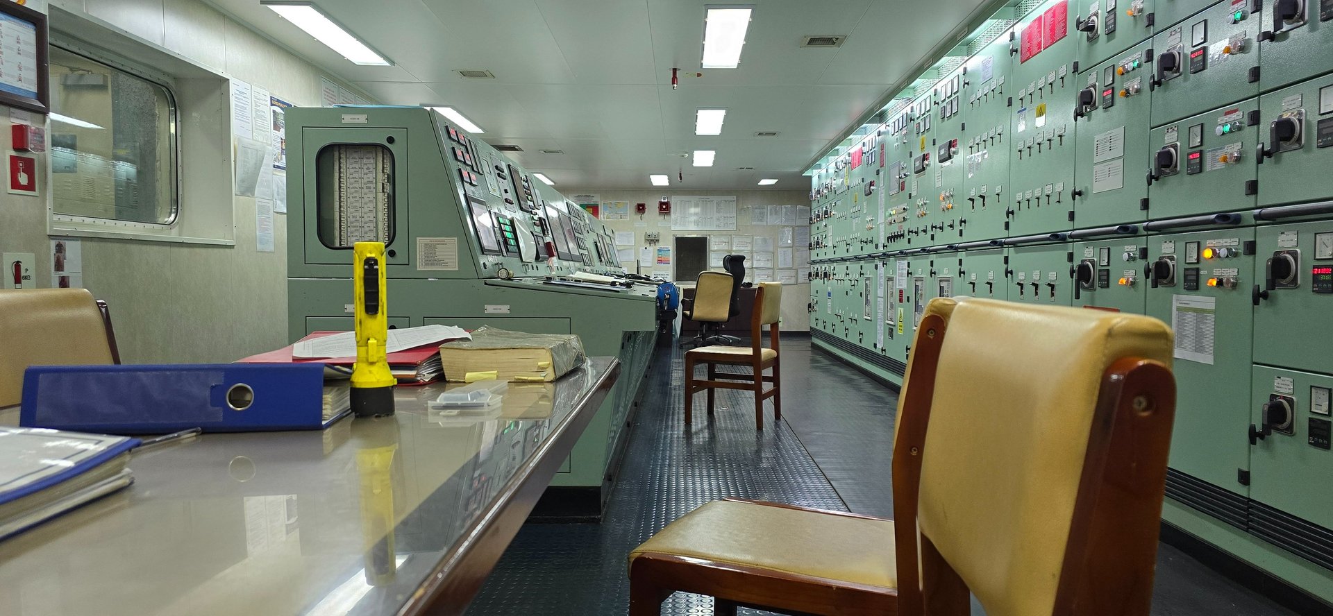Engine control room of a ship