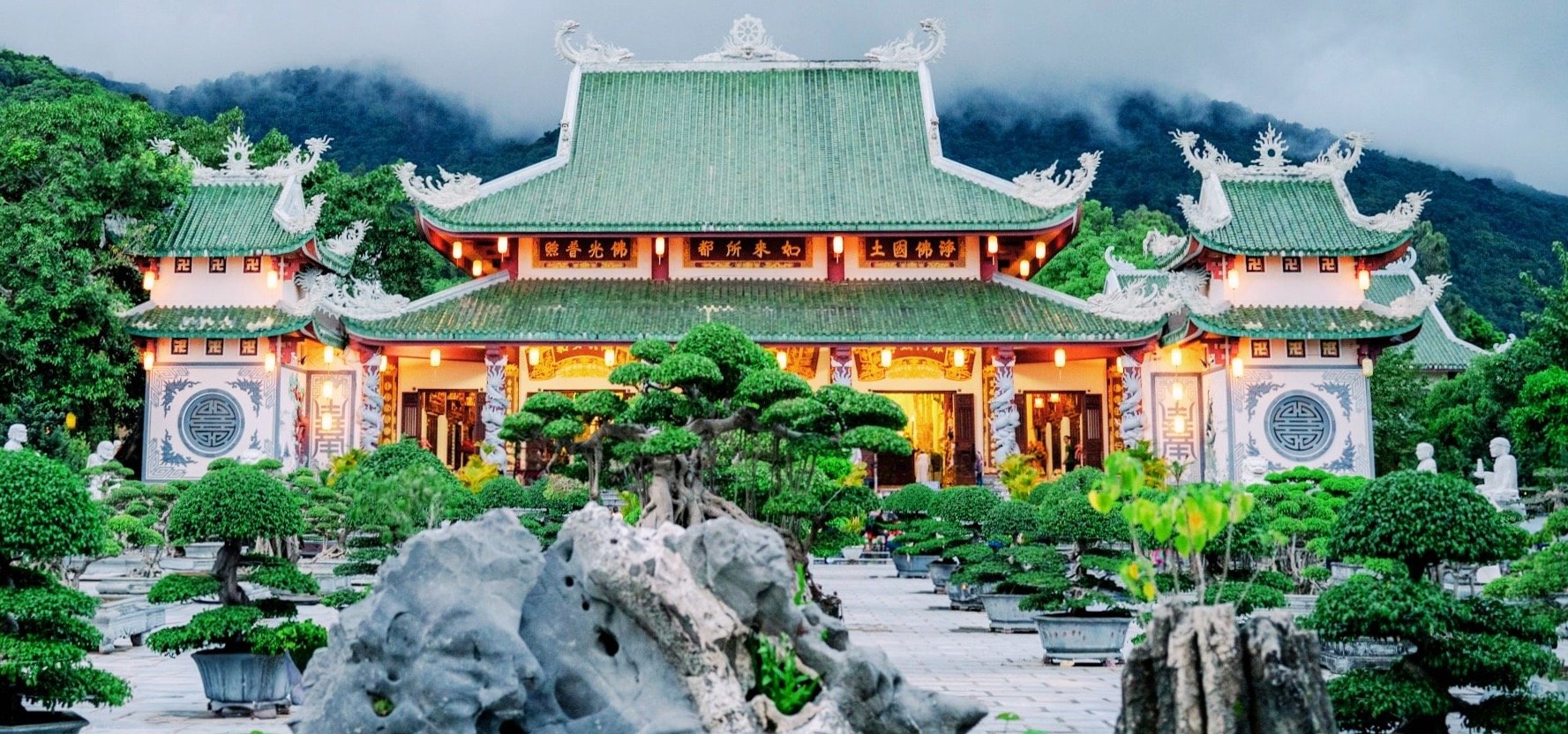 Main hall at Linh Ung Pagoda on Son Tra Peninsula in Da Nang, Vietnam