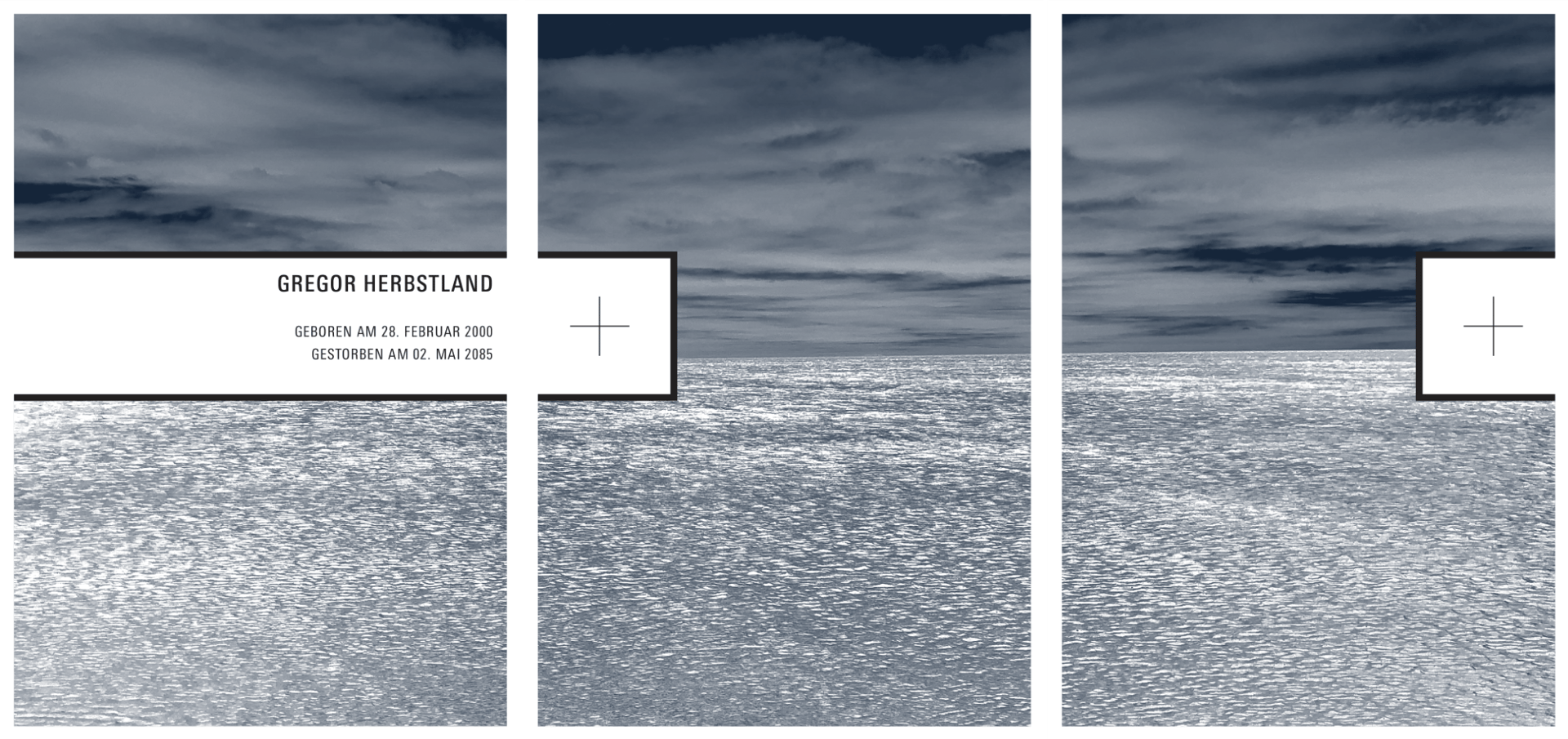 Drei-Trauerkarten-Design für Segler im Standardbrief-Format