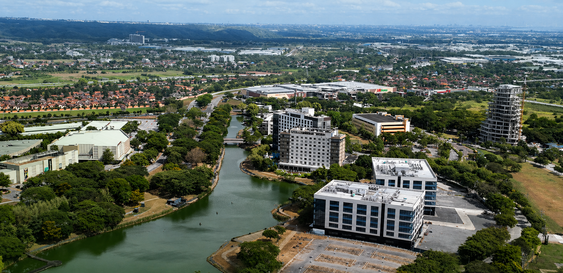 ANuvali Laguna lake district with Seda Nuvali hotel and Solenad lifestyle center inside Ayala Land m