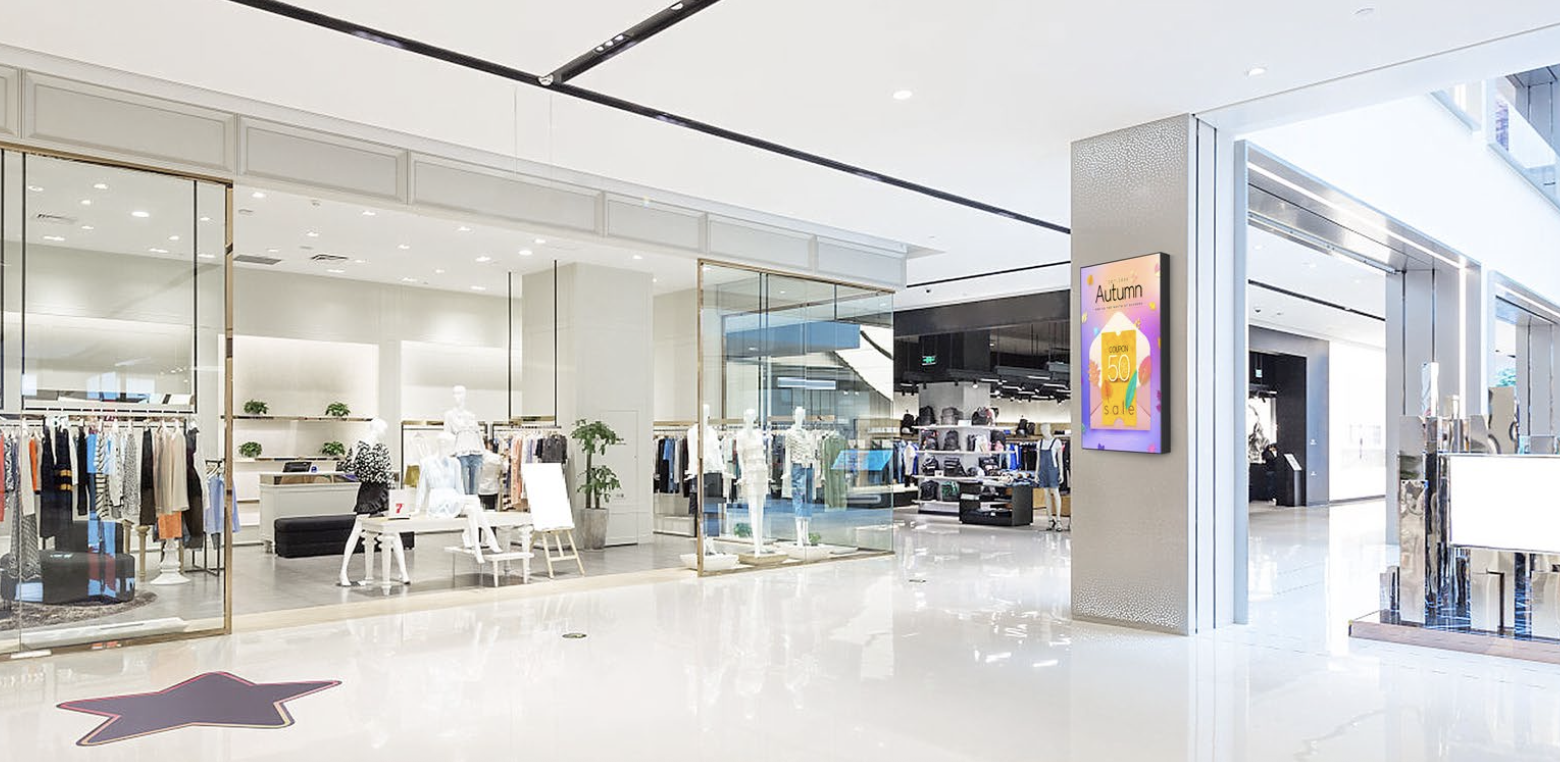 ClaraTech interactive smart digital lightbox display with motion sensors and cloud content managemen