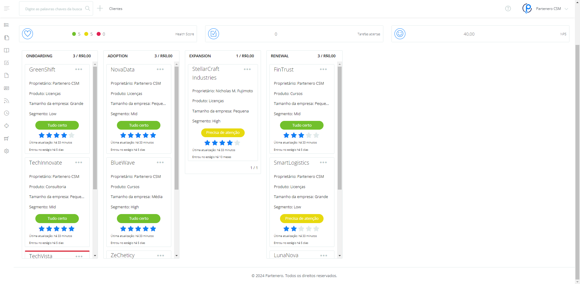 Print da ferramenta na seção de Carteira de Clientes