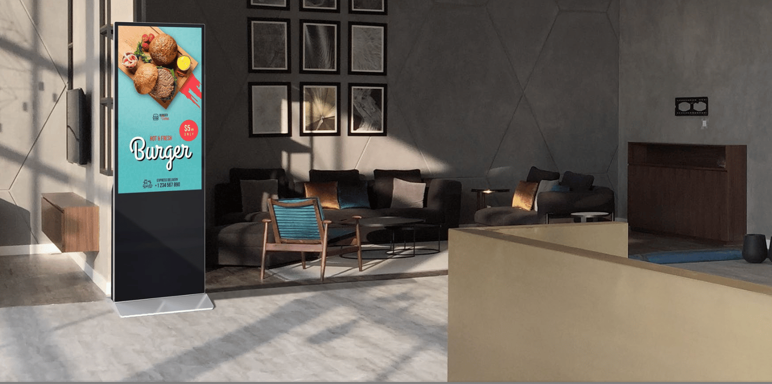 ClaraTech interactive freestanding kiosk with PCAP touch screen and industrial metal enclosure for i