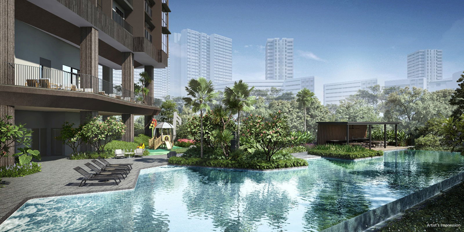 Striking modern skyscraper architecture of The Arcady at Boon Keng 
