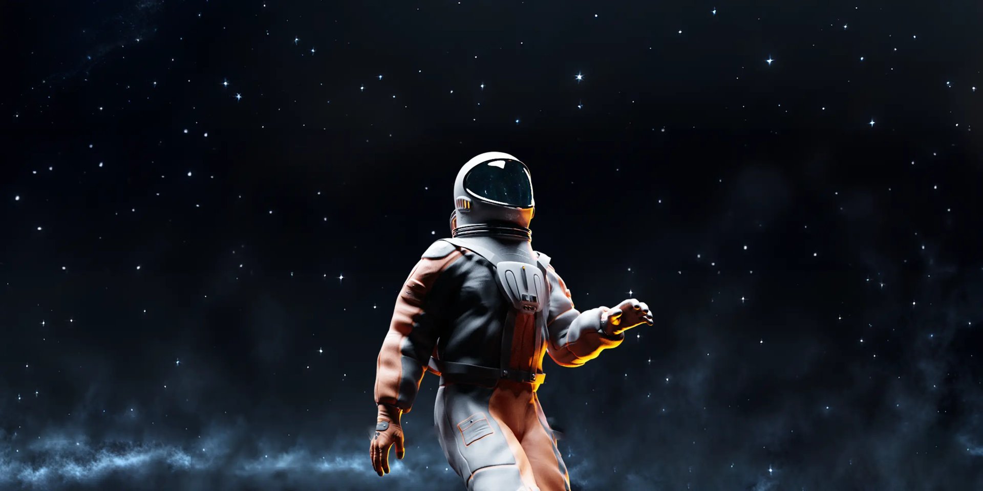an astronaut in a space suit and helmet floating in space
