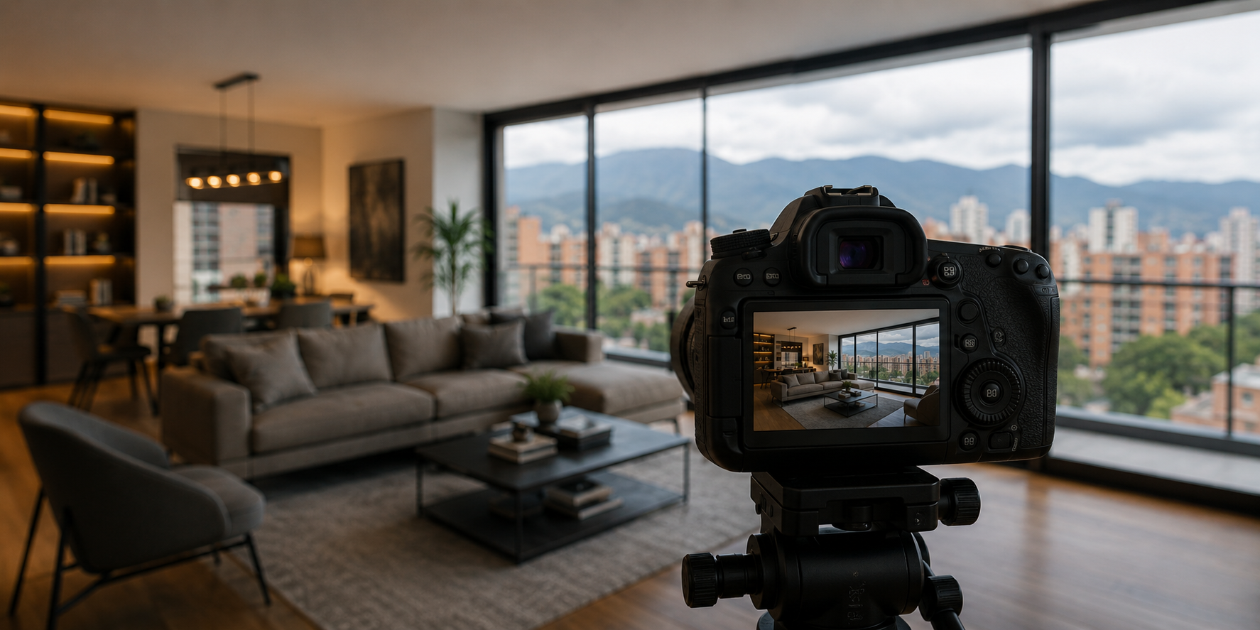 Producción audiovisual profesional de un apartamento de alto valor para anunciarlo en arriendo en Co