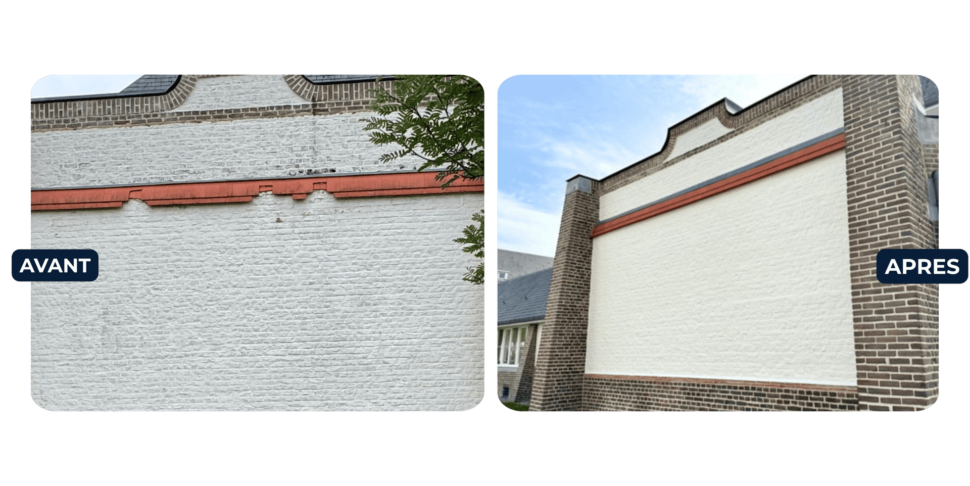 réparation de tuiles et peinture sur briques réalisée à waterloo par smoqi srl