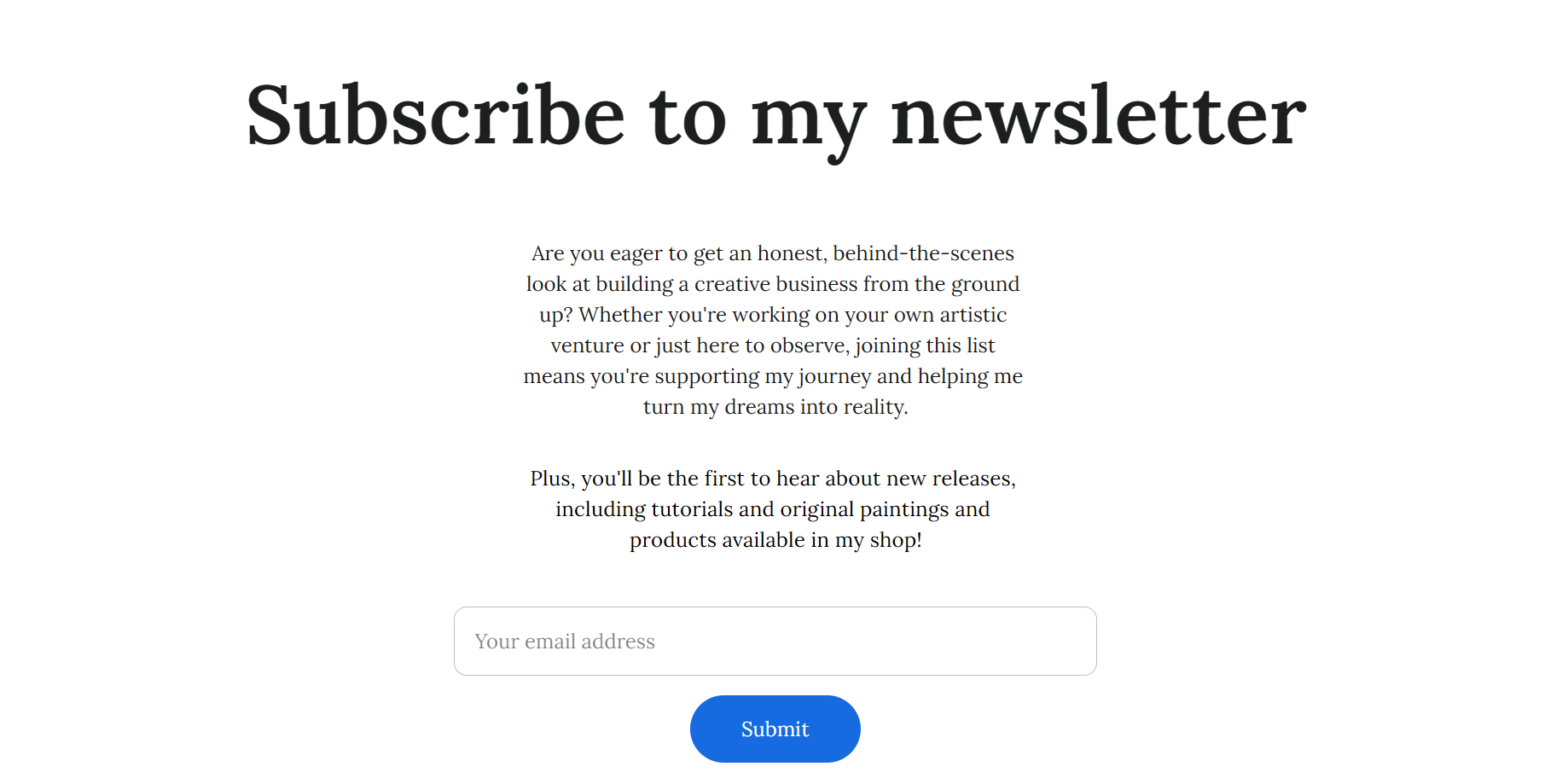A page on the website of Alex Goddard showing how to subscribe to my newsletter