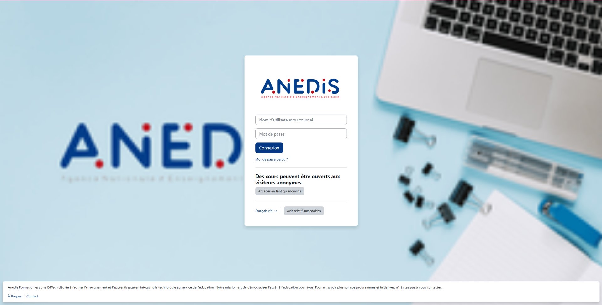 Accueil LMS ANEDIS Formation
