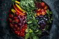 a plate of fruit and vegetables on a plate