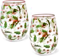 Gift Boutique Christmas Stemless Wine Glass Set of 2