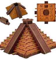 Maya Pyramid escape room puzzle featuring intricate carved symbols and layered wooden design