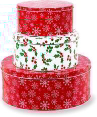 3 Pack Christmas Cookie Tins, Festive Cookie Tins for Gift Giving & Holiday Treats
