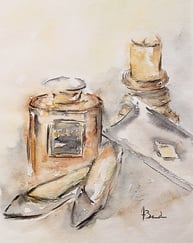 Peinture aquarelle représentant la femme des années 80
