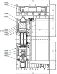 a drawing of a building with a drawing of a building