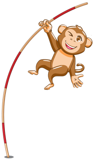 Creative monkey hanging on a poll.