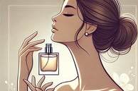 a woman with a perfume bottle in her hand