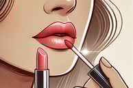 a woman with a red lipstick and lipstick on her lips