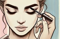 a woman with a mascara brush and mascara brush