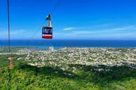 Aerial cable car over Puerto Plata with ocean and city views in the Dominican Republic