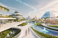 Futuristic city with innovative architecture, representing the Model Community Project.