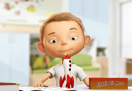 a cartoon character is shown in a classroom