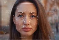 a woman with a facial recognition system on her face