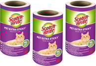 three rolls of cat litter paper on a roll of toilet paper