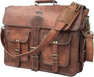 Vintage Handmade Leather Travel Messenger Office Crossbody Bag Laptop