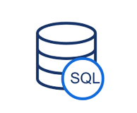 SQL icon: language used by data professionals to query and manage databases