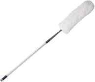 a white duster with a long handle and a white duster