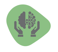 An illustration of a brain being held in a pair of hands to represent curiosity