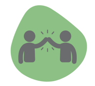 An illustration of two individuals giving each other a high-five to demonstrate collaboration