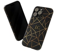 iPhone case with a gold monogram design