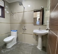 Designer Bathroom of 2 BHK Modern Builder Floor with Balconies — Chattarpur